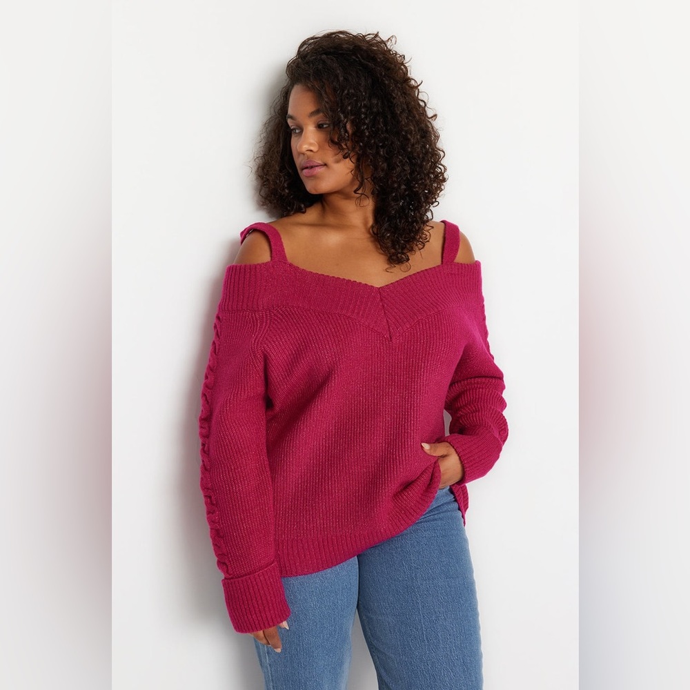 Torrid Pullover Cold Shoulder Sweater Plus Size 0 Cotton Blend